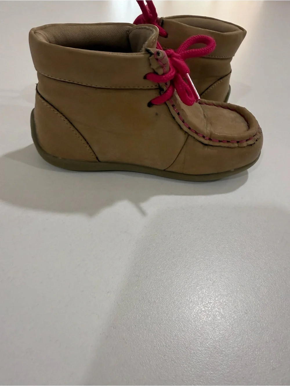 Twister Toddler Size 6 Tan Pink Moc Toe Chukka Shoes Boots
